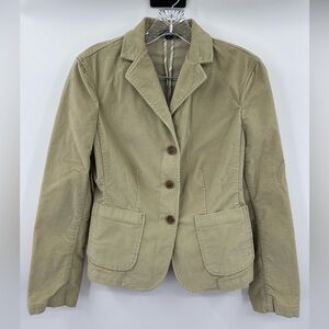 Lands'‎ End Green/Tan Corduroy Fitted Blazer 3 Button Size 10P